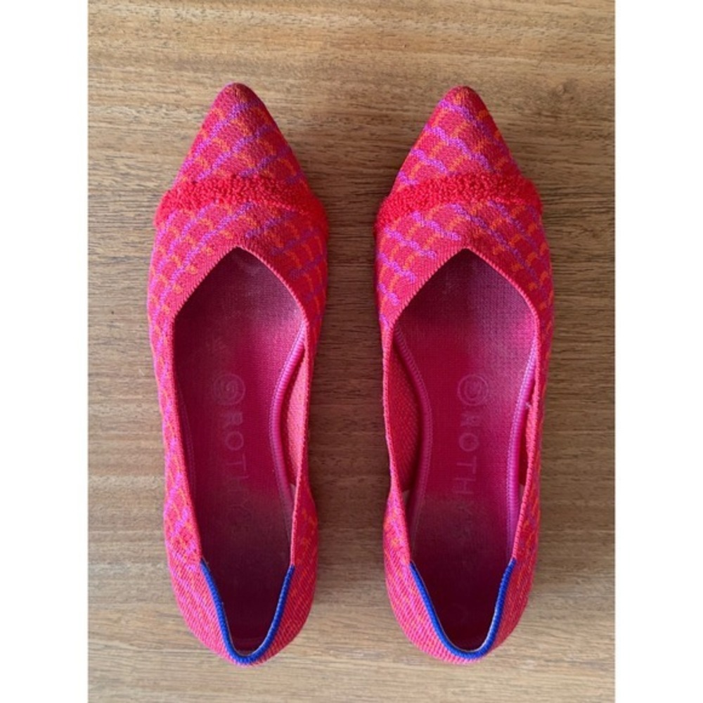 Rothy's The Point Flats Knit Geometric Red Orange Pink Women's Shoe Size 8 - Picture 3 of 6